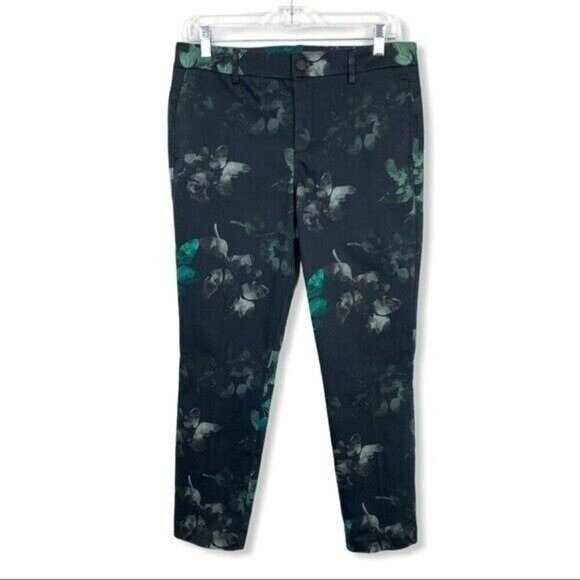 Level 99 Butterfly Floral Print Mid Rise Cropped Slim Pants 29 - Picture 1 of 7